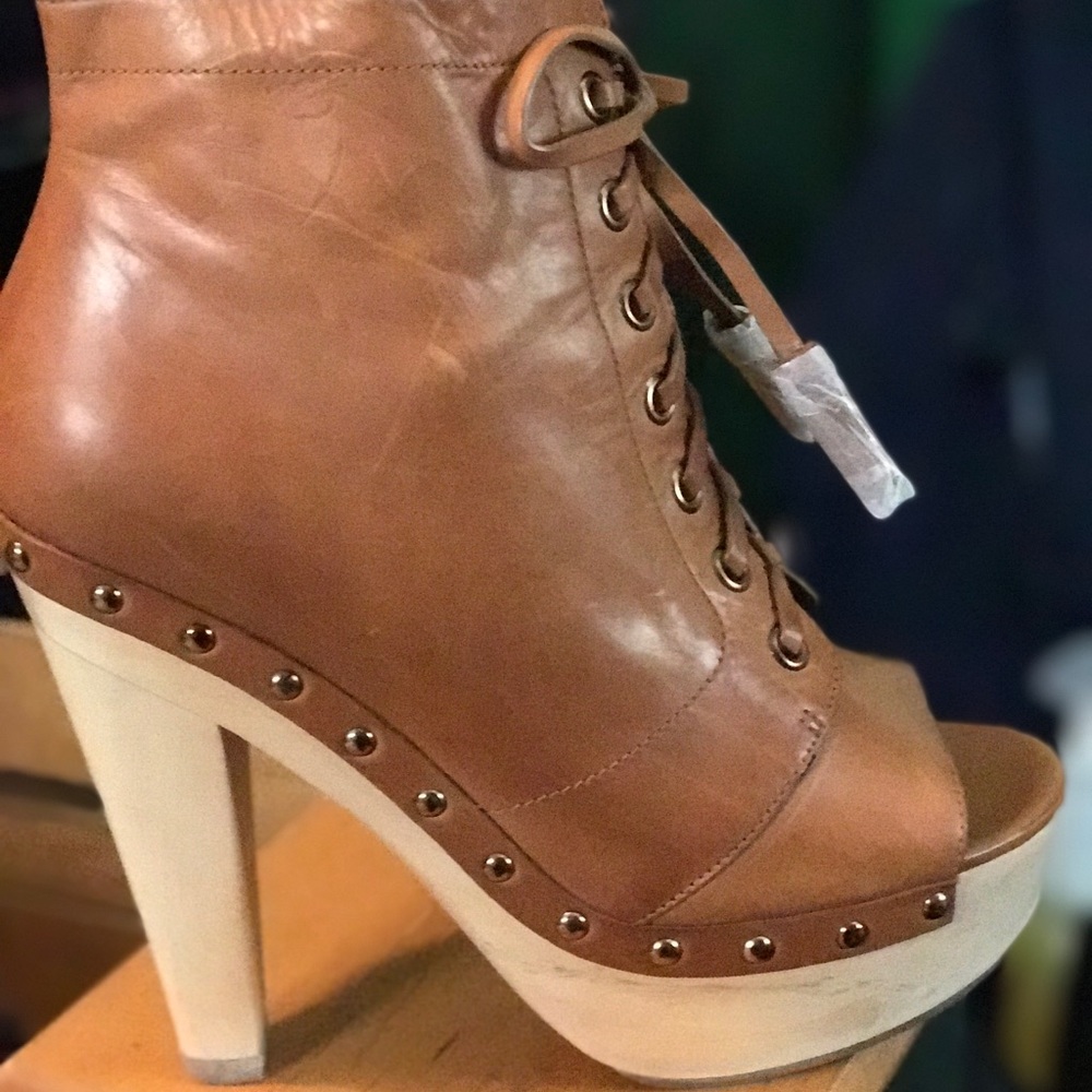 Platform peeptoe bootie